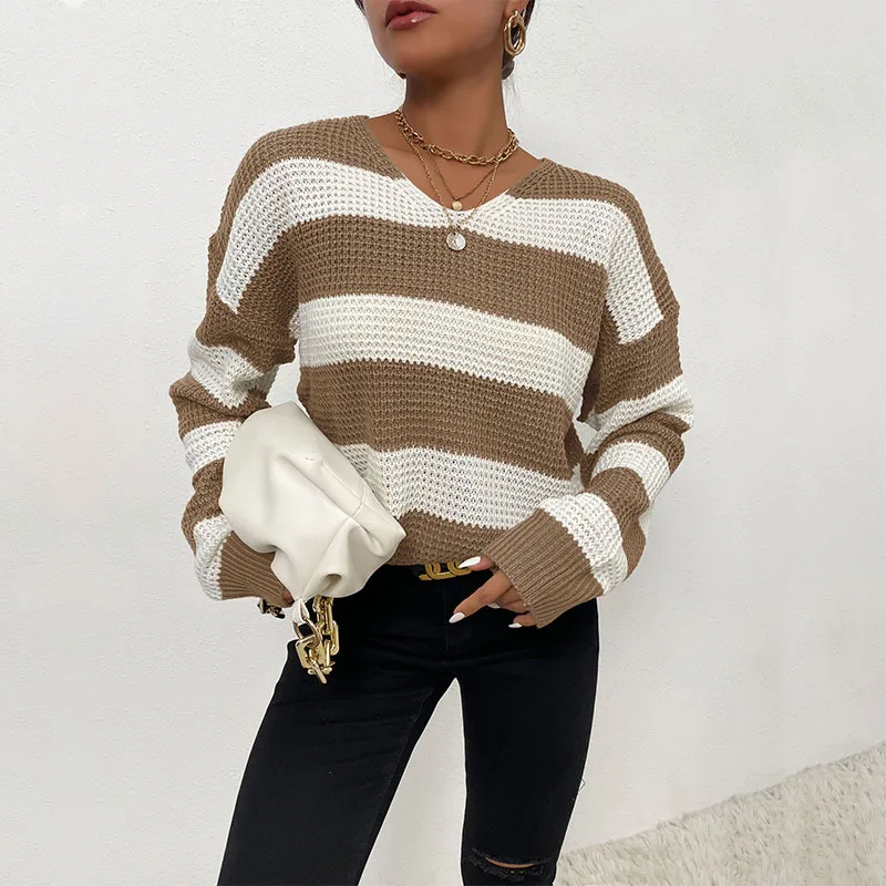 

2021 fall sweater for women custom ladies loose knit sweater pullover girl knitted plus size women's sweaters