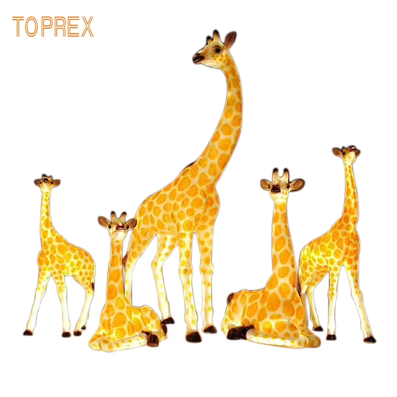 TOPREX DECOR Resin craft lifelike led giraffe motif lamp decoration light for ZOO museum outdoor decoration