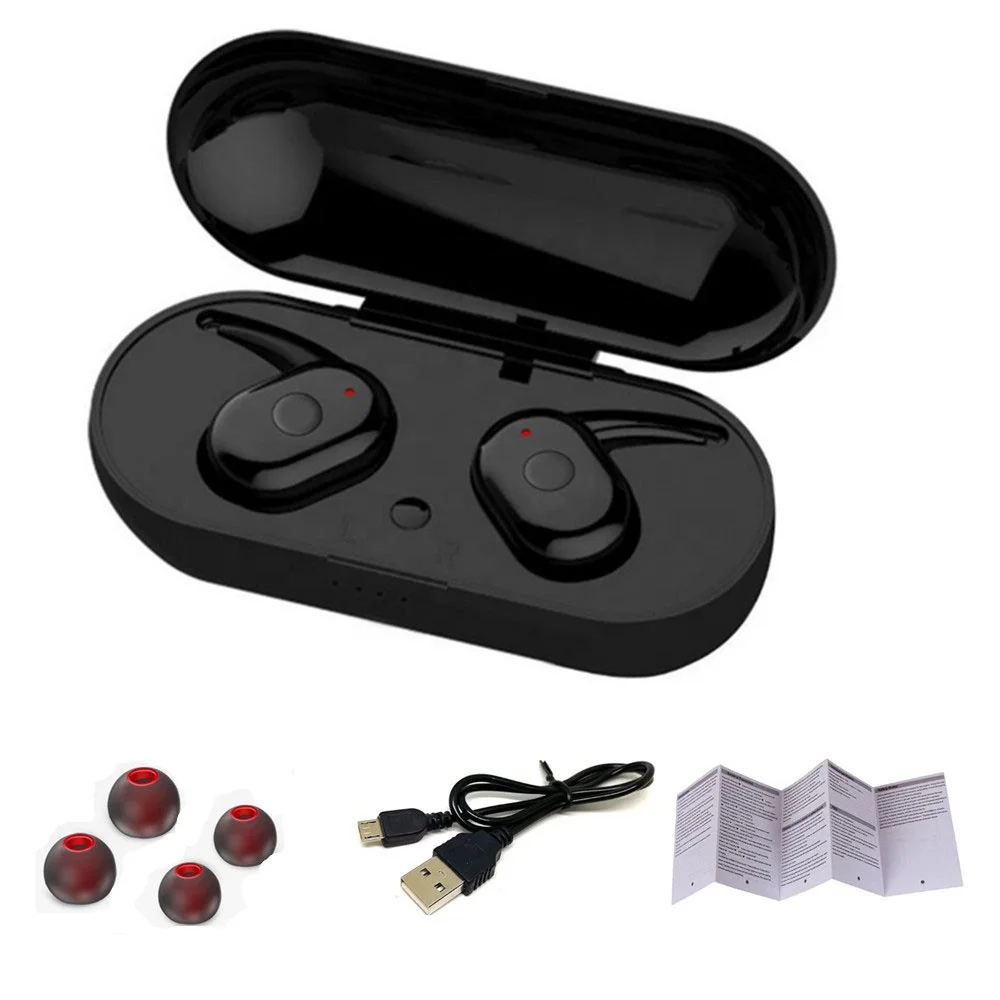 

DT-1 TWS Mini stereo BT 5.0 Wireless earphones headphone Headset With carrying Charging case, Black , red,silver, blue