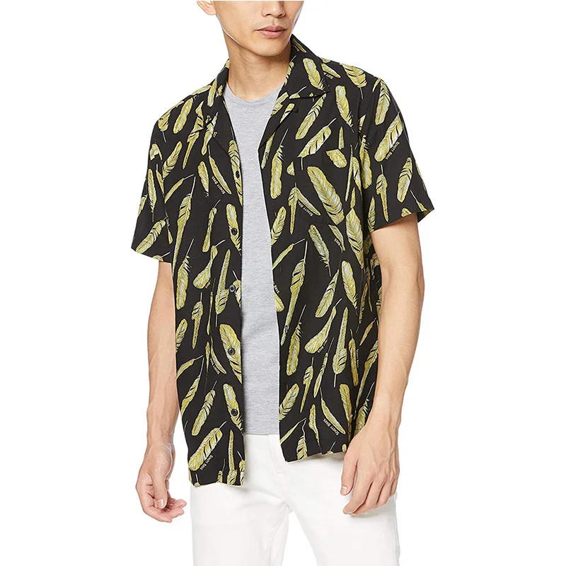 

Men's new fashion casual shirt button printed short sleeve shirt, Custom color
