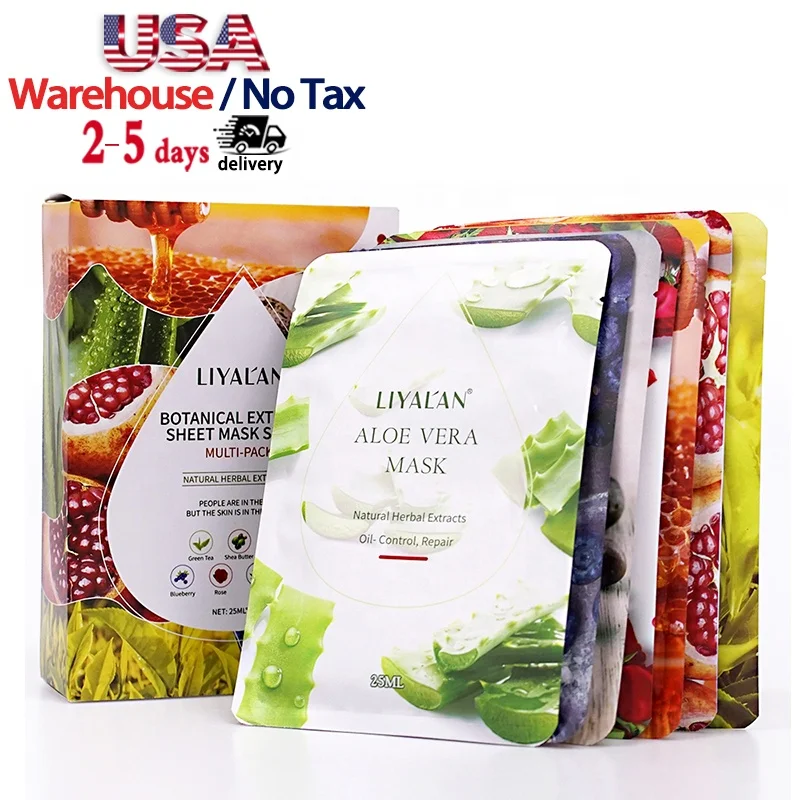 

OEM 7pcs Plant Fruit Extract Sheet Masks Functional Anti Wrinkle Moisturizing Sheetmask Facial Mask