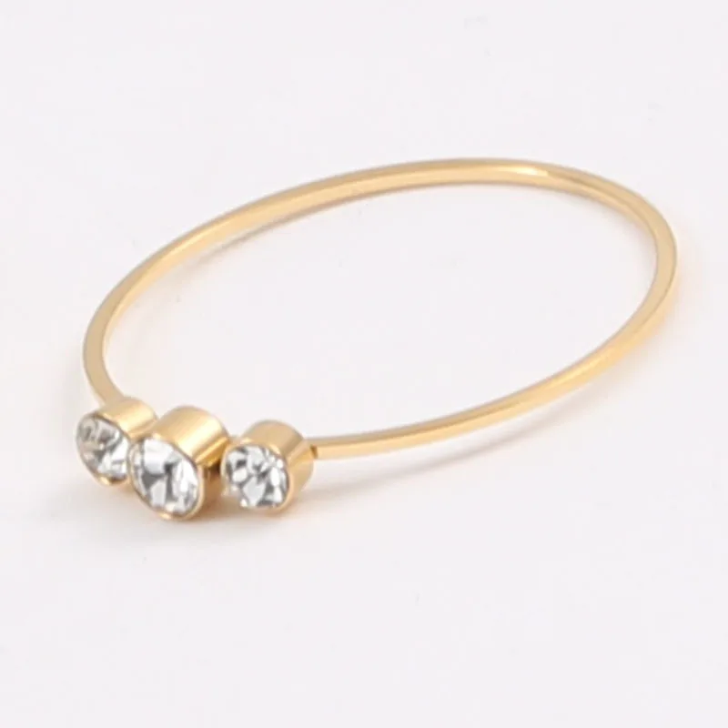 

2021 Trendy Gold Jewelry High End 18K PVD Gold Plated Dainty Crystal Rings