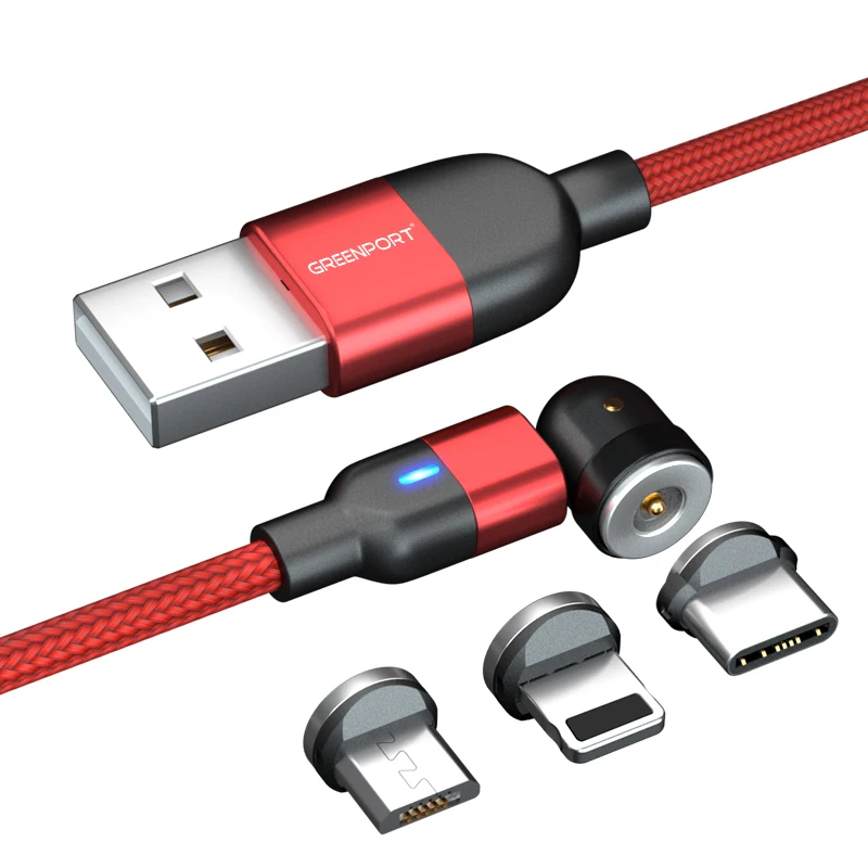 Greenport Private model 540 degree Magnetic cable usb celular L-shape straight Magnet 3 in 1 usb cable for ios/micro/type c