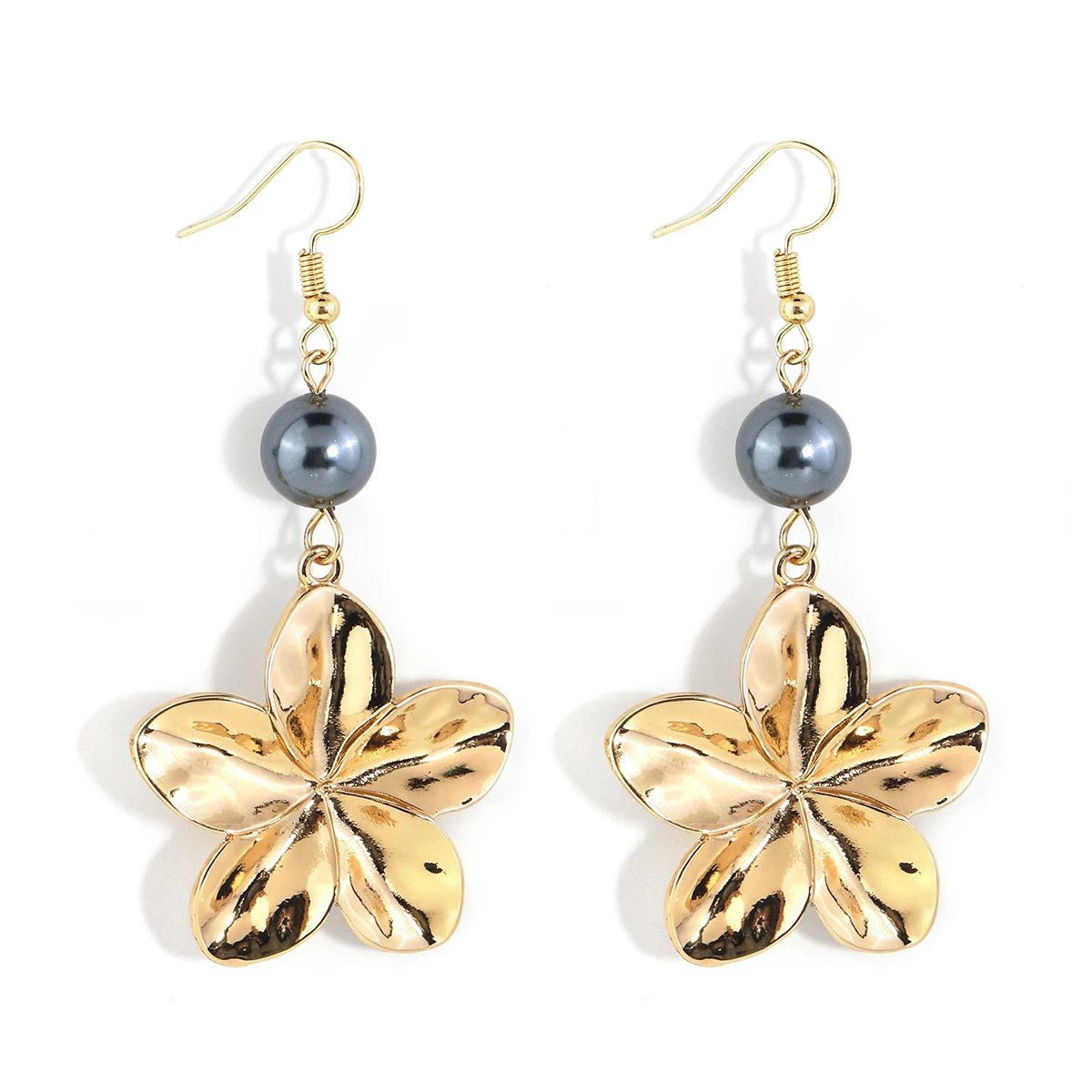 

14K Gold Plating Hawaiian Earrings Necklace Sets Pearl Earring Set Flower Design Shell Pearl Earrings Jewelry Set for Women