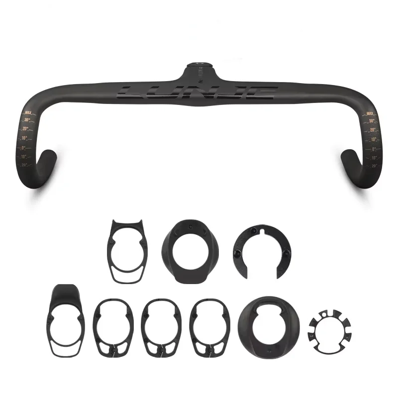 LUNJE Full Carbon Fiber Integrated Drop Bicycle Handlebar Bike Road Bicycles Electric Bicycle Accessories Carbon Handlebars