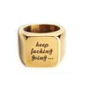 Yiwu Aceon Stainless Steel Personalized Inspirational Text Message Custom Engraved Metal Blank Stamping Signet Ring