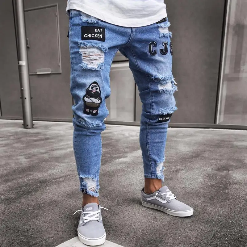 Style Men's Badge Slim Fit Jeans 