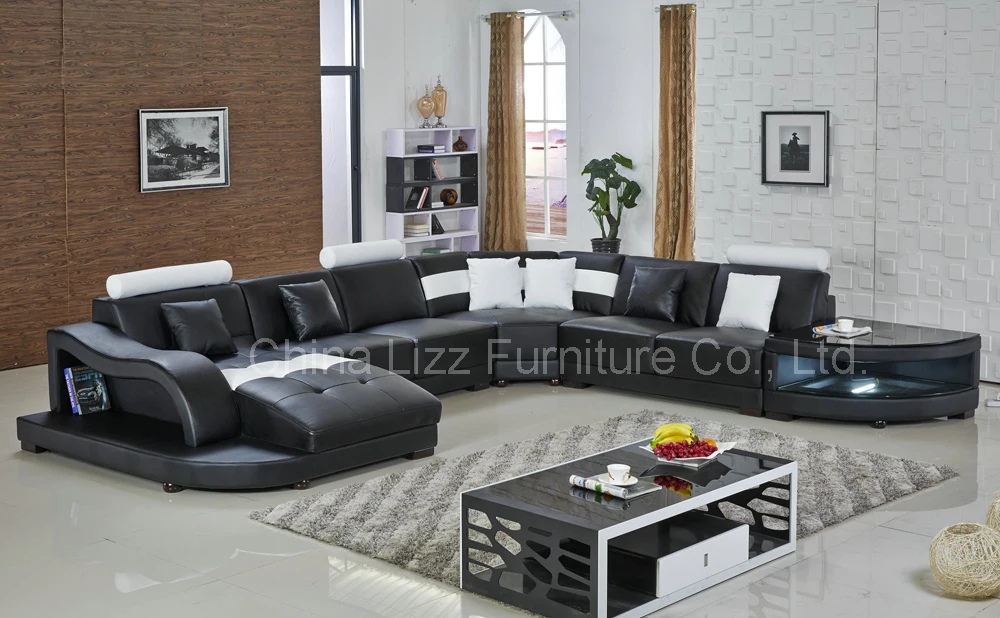 Wholesale Chinese Furniture Modern Leather Sofa Lounge With Chaise Bed ...