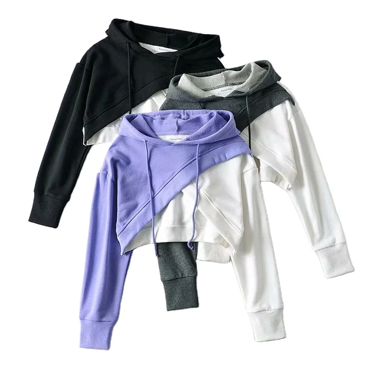 

Hot sale women custom casual ladies blouse tops fall crop top hoodie