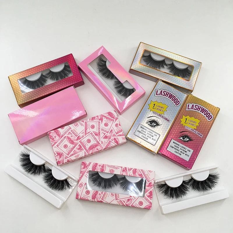 

Free Shipping Lashes 25mm Mink Eyelashes 100% Natural Soft 3D Lashes with Soft Paper Box, 4 color available