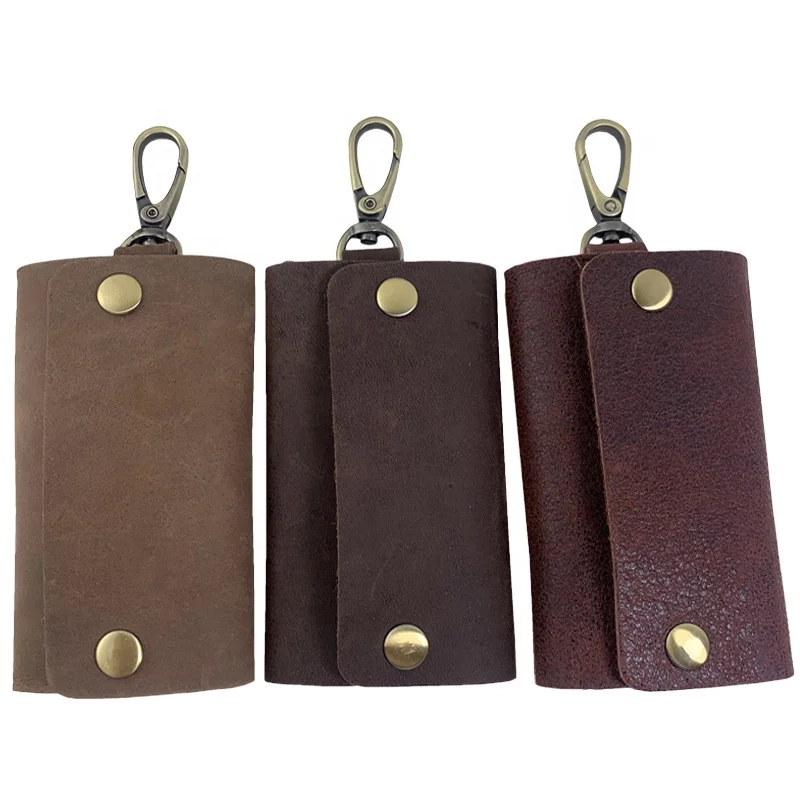 

Fashion Key Wallet Case Crazy Horse Skin Genuine Leather Key Holder Chain Men Women