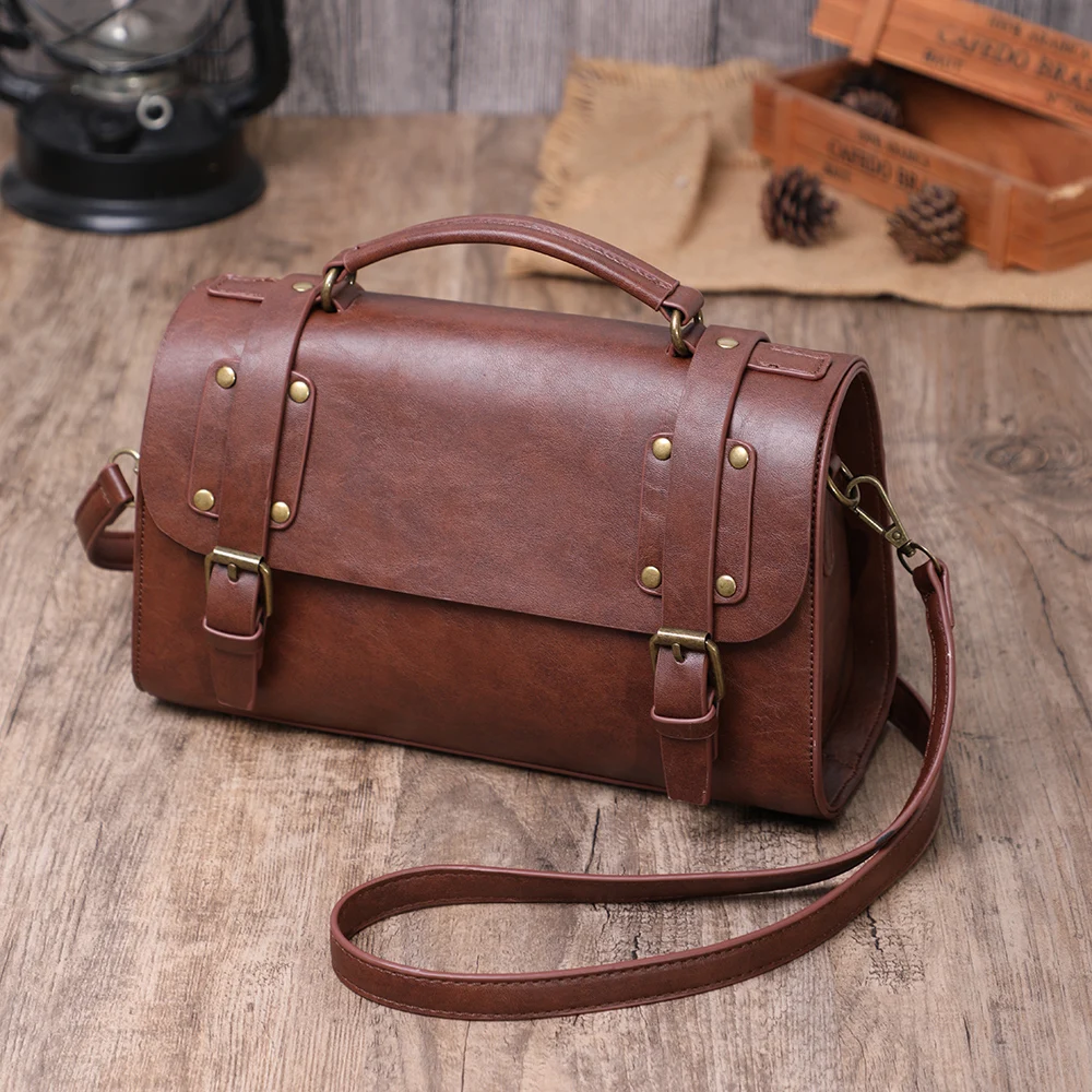 

Best-Selling Oil Wax Leather Large Capacity Handbag Retro shoulder bag Messenger bag for women, Brown,red,black chestnut,green