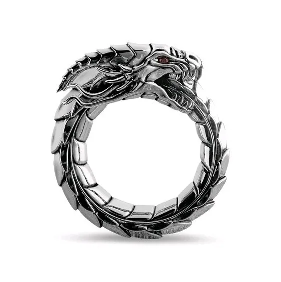 

Hesiod vintage Ethnic style hip hop jewelry silver dragon ring