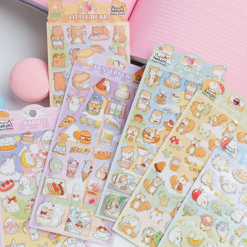 Nekoni  Shiba Lnu Rabbit Cat Squirrel Birdie Bear Animal Stickers Deals  for Gilding Luminous Stickers Sheet