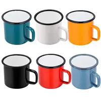 

Different style promotional colorful personalised cheap mini logo printing black white camping coffee custom enamel mug with lid