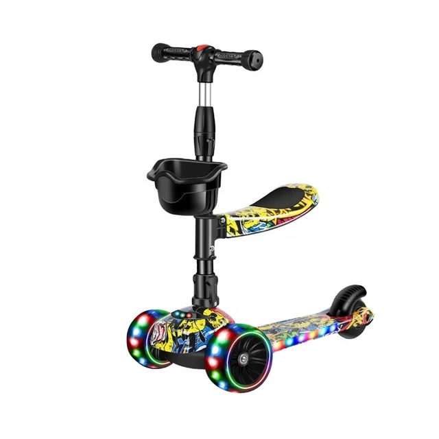 

Foldable portable 3 wheels kids scooter with seat children kick scooter