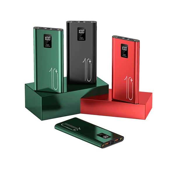 

Factory wholesale OEM portable charger external Battery Aluminum Alloy Material 10000mah power banks, Black+green+red