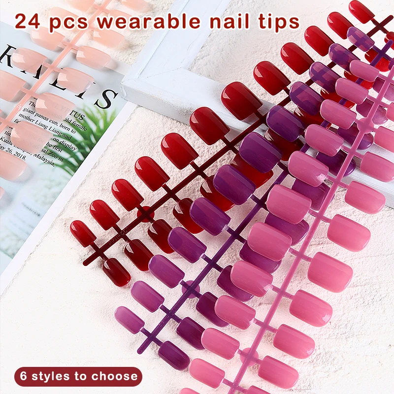 

Wholesale False Nails Tip Full Cover Press On Artificial Fingernails Art design Fake nails Colorful Set