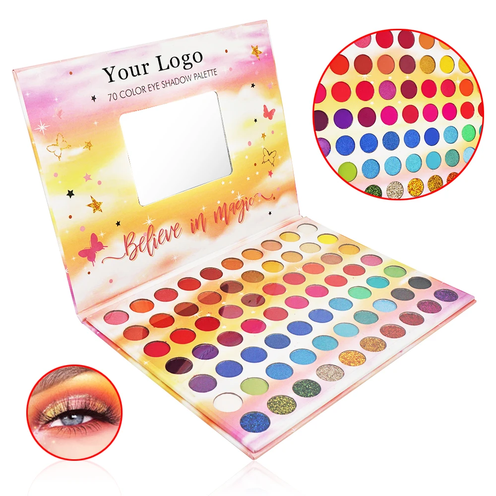 

Matte Shimmer 70 Colors Eyeshadow Palette Private Label for Eye Shadow Makeup Highly Pigmented