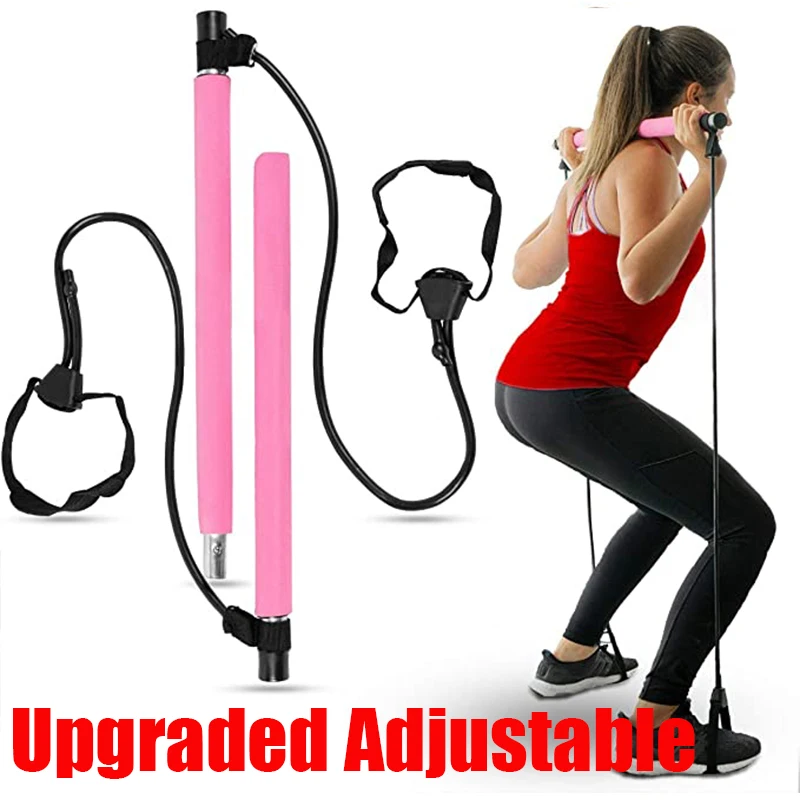 

New Upgraded Adjustable Pilates Kit Home Gym Equipment Strength Training Fitness Yoga Toning Stick Bar with Resistance Bands