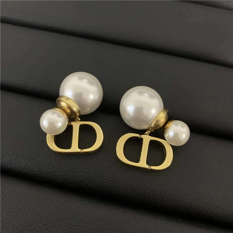 

Manufacturer wholesale women's fashion letter CD pearl pendant earrings fashion jewelry earrings for female, As picture