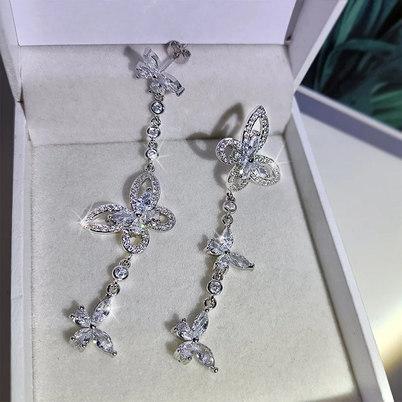 

New Korea Shining Butterfly Earrings for Women Crystal Fashion Earrings for Student Party Earrings, Picture shows