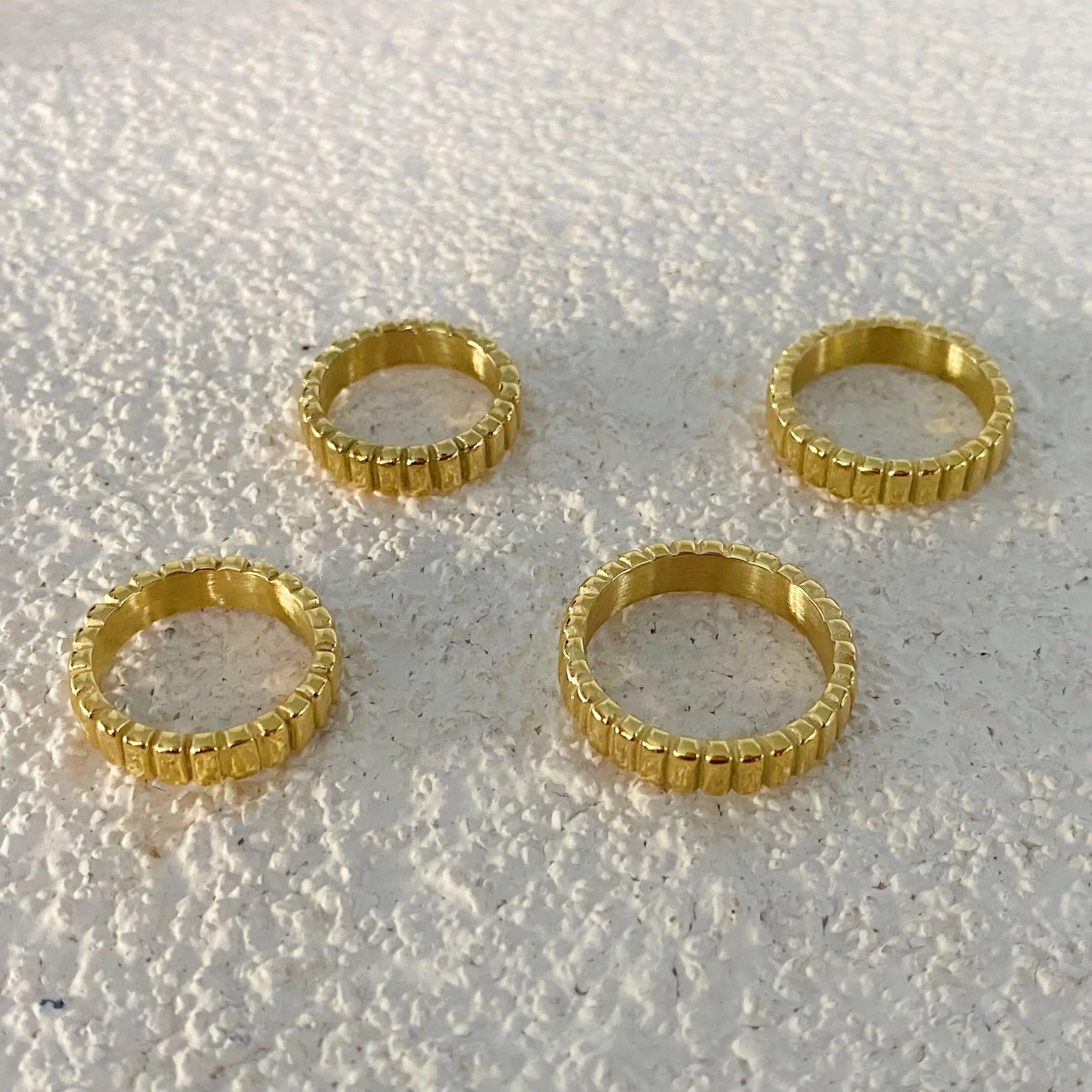 

Vintage Band Statement Ring Christmas Jewelry Stainless Steel 18K Gold Plated Non Tarnish Minimalist Band Stacking Ring for Gift