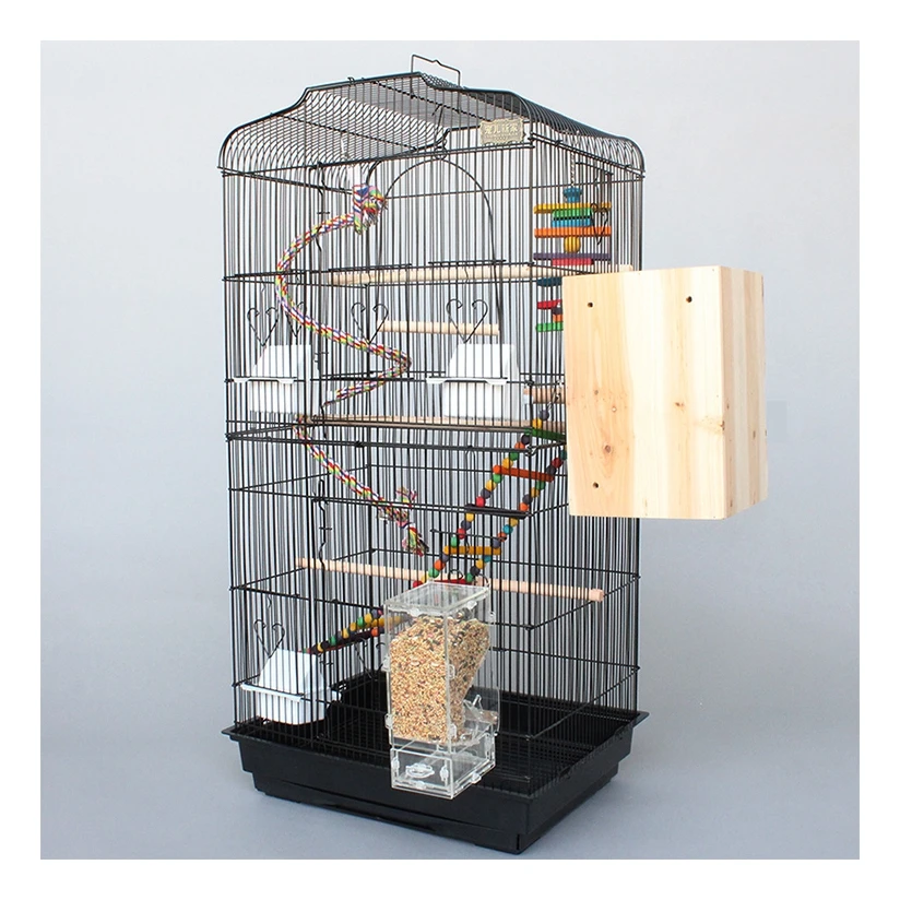 

Chinese Wholesales Outdoor Big Bird Cage Luxury Push-up Parrot House, Black and light blue
