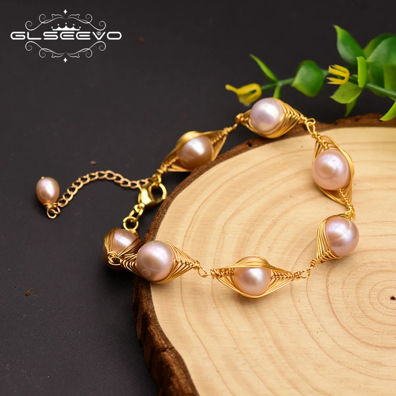 

Natural Fresh Water Purple Pearl Adjustable Bracelet For Women Gift Handmade Jewelry