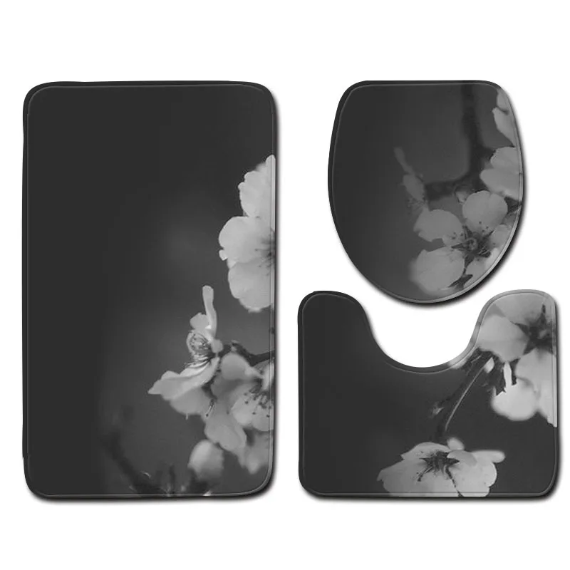 

DB 3 Pcs Set Anti-slip Bathroom Microfiber Winter Black Toilet Mat Yiwu