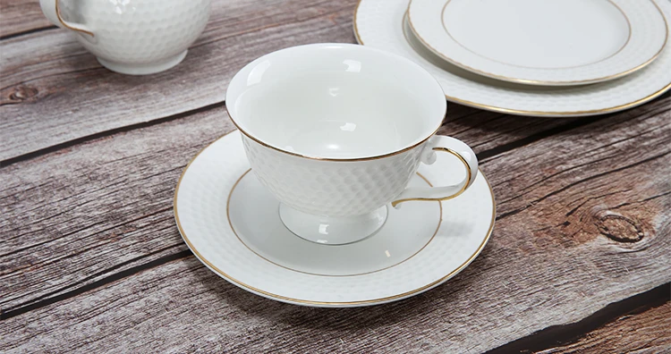 Gold Rim Dinnerware Sets New Bone China Ceramic Dinner Plates