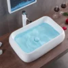 Rectangular lavabo with rounded corners 600 long flat bottom large storage capacity balcony washroom ceramic basin without hole