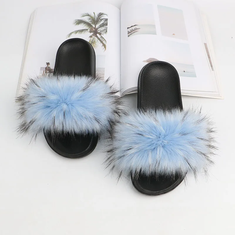 

Affordable summer fur slippers for women ladies, As pic