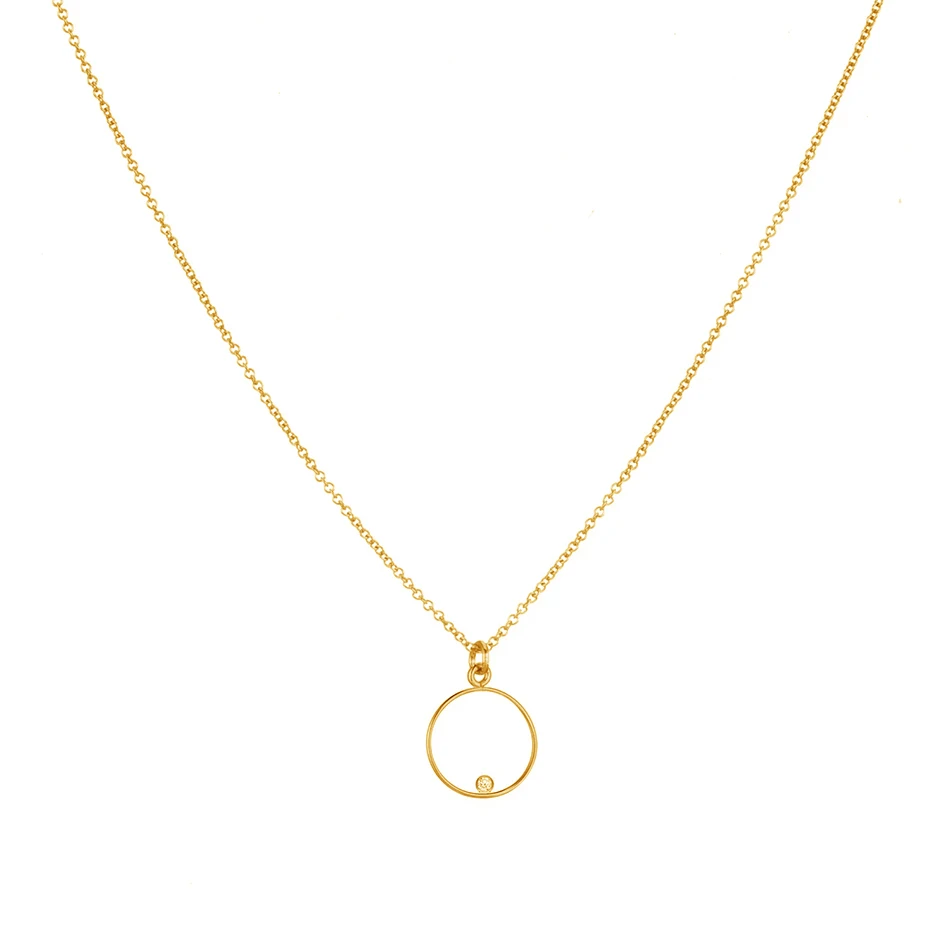 

Fine Jewelry 18K Gold Plated 925 Sterling Silver Round Pendent Necklace For Women