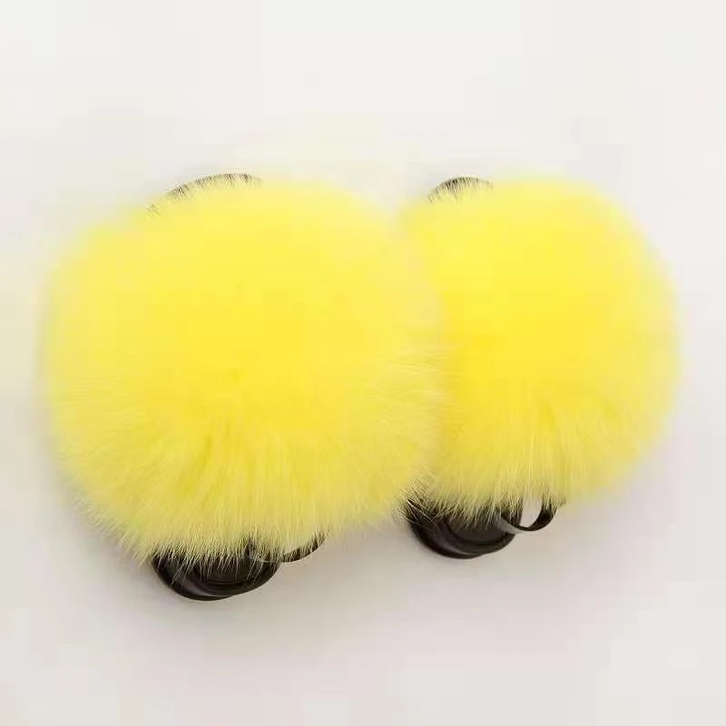 

Mixed Colors Baby Toddler Sandals Real Fox Fur Slippers baby slippers furry Wholesale