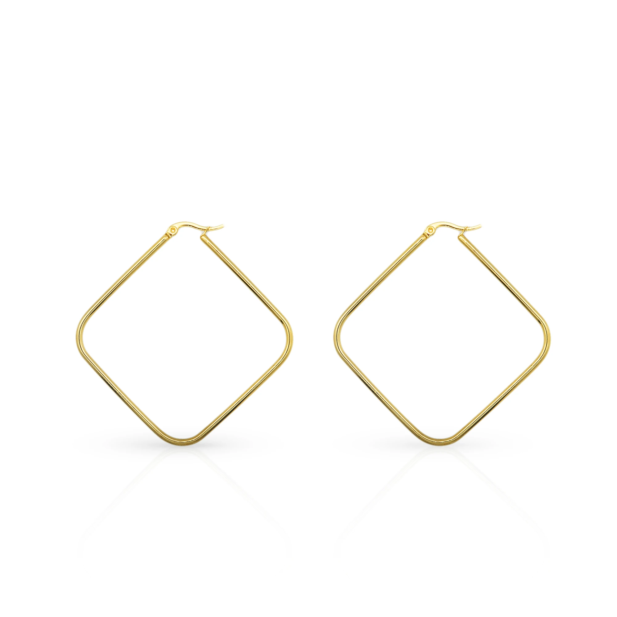 

Chris April fashion jewelry 316L Stainless Steel PVD plated minimalist square hoop earrings