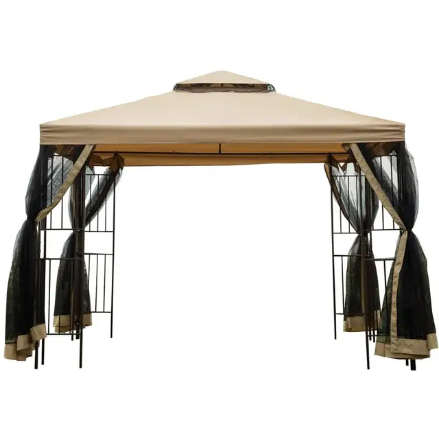 Garden Steel Frame Gazebo Polyester Fabric 3 3m Patio Backyard