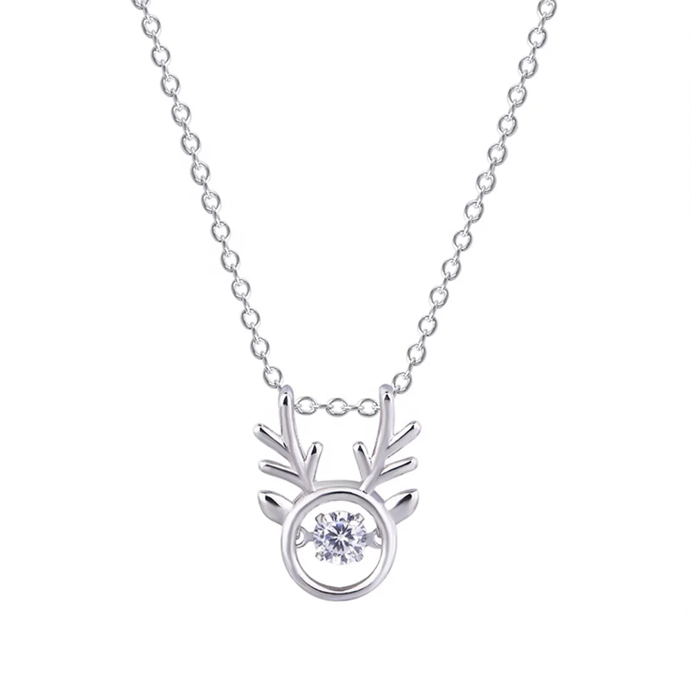 

Wholesale Fashion Wedding Christmas Jewelry Gift Zircon Brass Deer Necklace