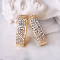 

2020 hot sale fashion jewelry 18k Italian gold plated zircon stone earrings for women accessories