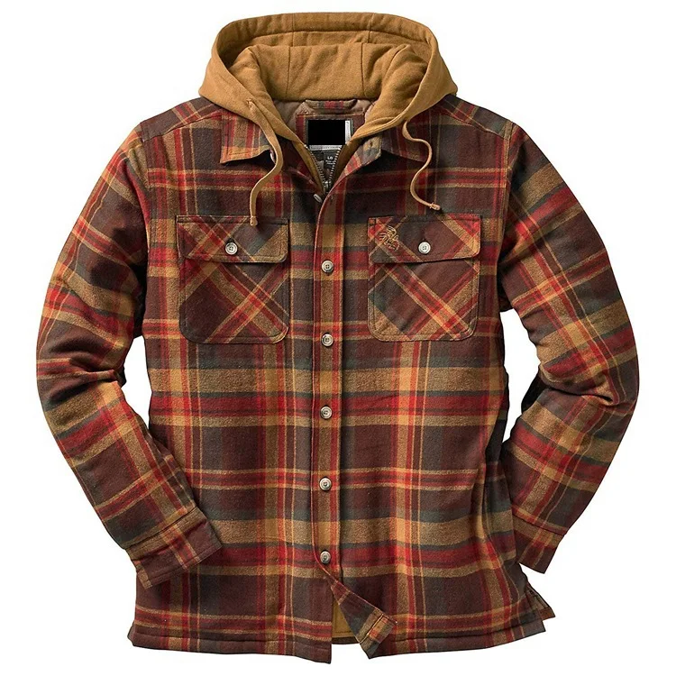 

Explosive Autumn Winter Thick Cotton Plaid Long-sleeved Loose Plus Size Men's Hooded Jacket, Picture shows