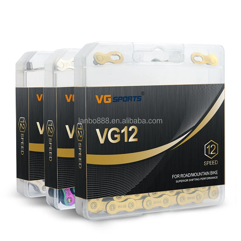 

VG Sports Ultralight 12 Speed Bicycle Chain Bike Chain 126 Links Silver Mountain MTB Road Bike Chains, Silver/titanium/colorful