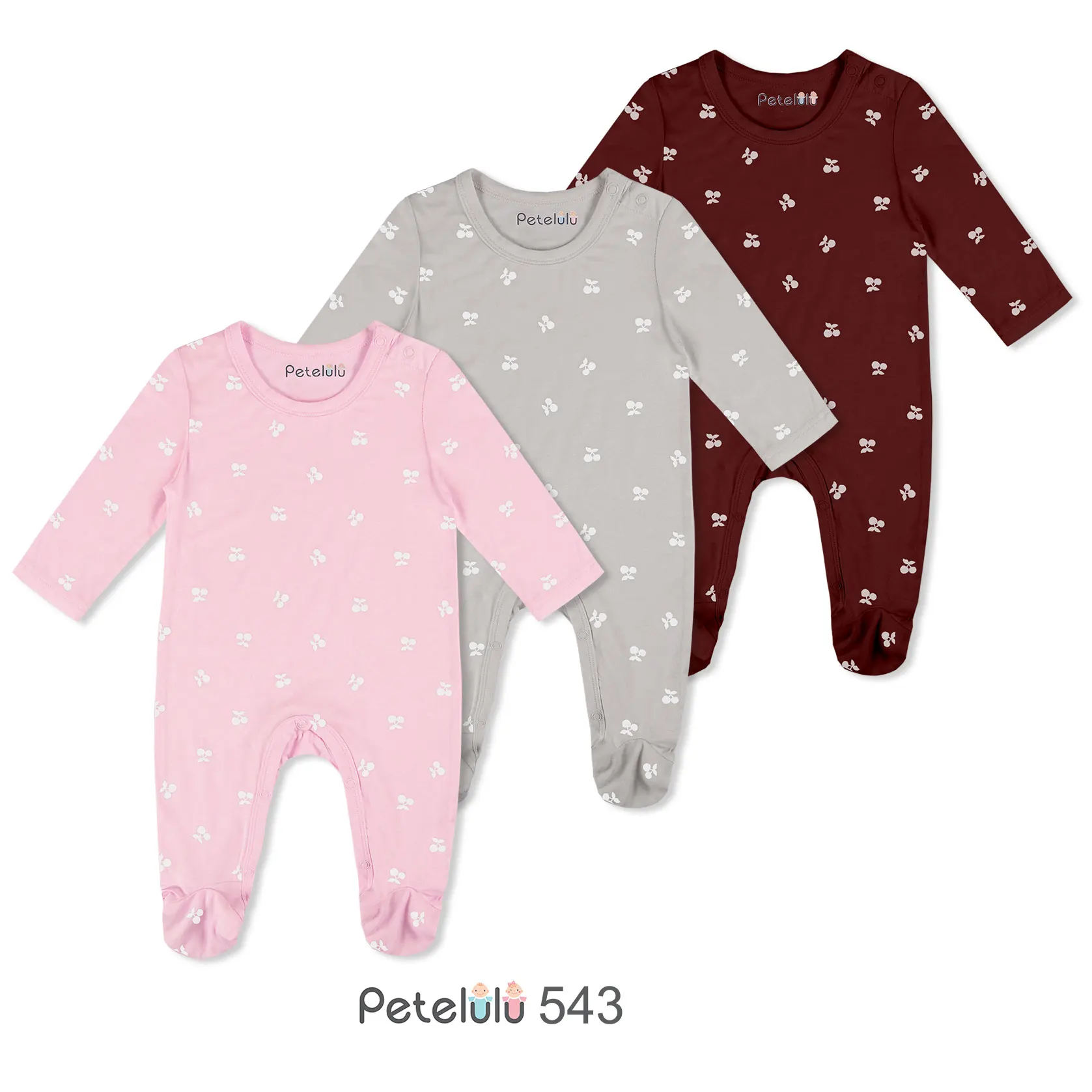 

High Quality Organic Bamboo Baby Clothes Full Print New Style Long Sleeve Footie Romper Bamboo Spandex Clothes, Pink;grey;claret