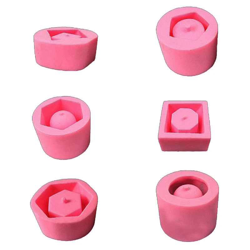 

Yiwu bobao reusable 6pcs 3D classic geometric shape silicone diy home office desktop cement concrete succulent flower pots molds