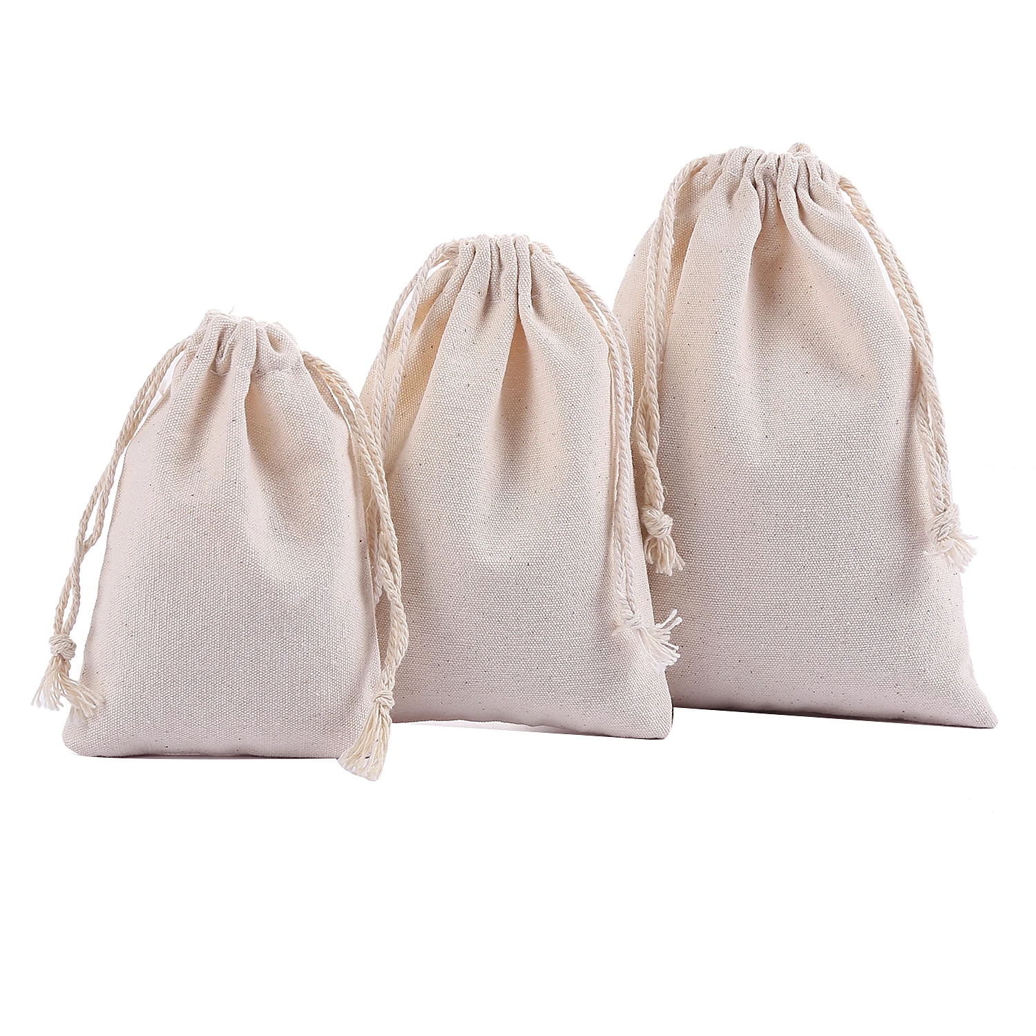 

10*15 Natural Logo Available Muslin Bags Party Favor For Cosmetics Gifts Recycled Reusable Canvas Drawstring Bag