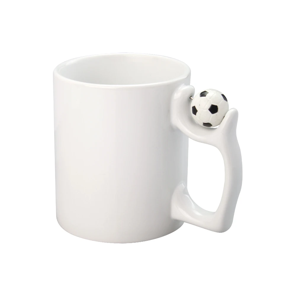 

Special Plain White Sublimation Blank Promotion Team Logo 11oz White Ceramic Mug with Football Handle