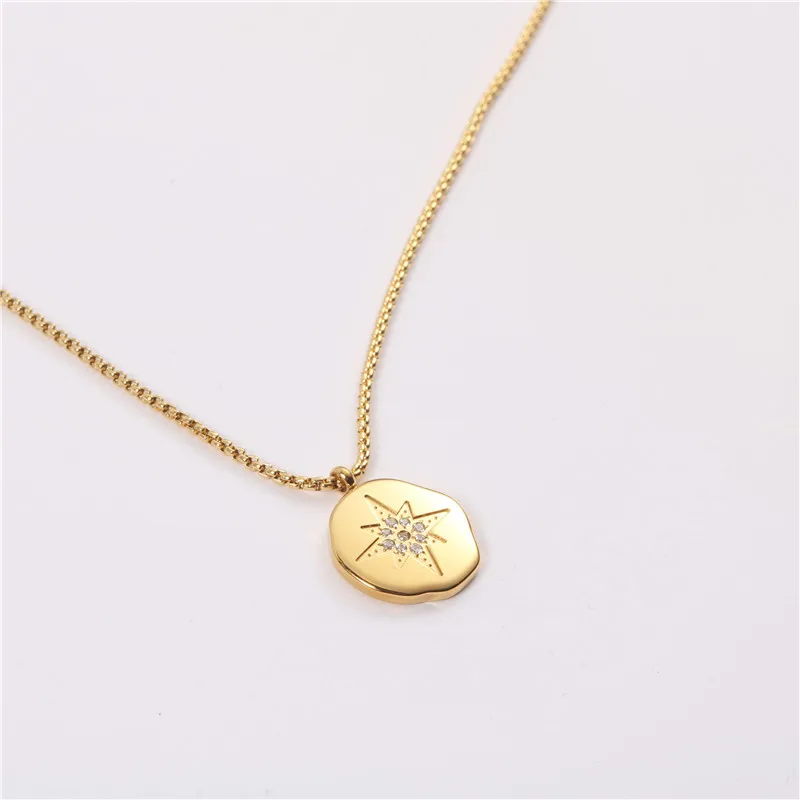 

Necklace Stainless steel plating 18K gold wholesale Hexagram Diamond Irregular Pendant Twist chain