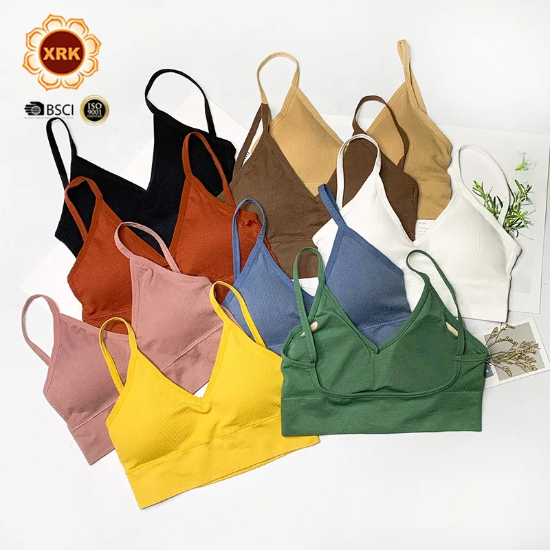 

Wholesale Cheap Colorful U Backless Seamless Hot Selling Deep V Tube Top Yoga Sport Comfortable Spandex Girl Ladies Sports Bra