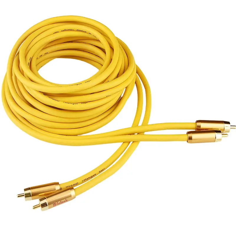 

Brand New M.C D102 MK III Yellow Cables Braided Gold Copper 2RCA Male To Male Hifi Cable