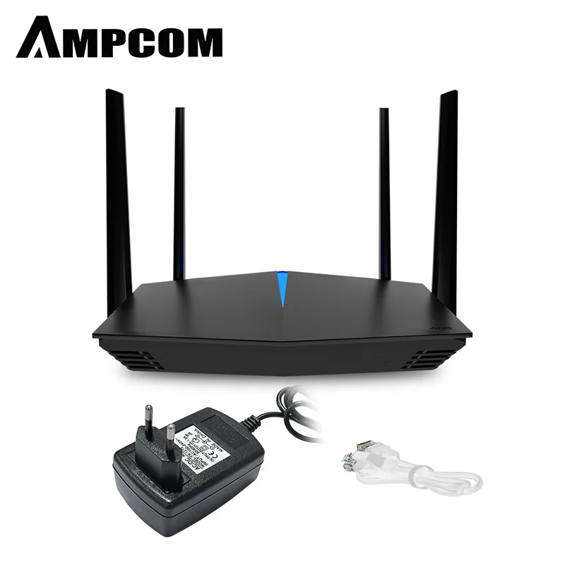 

AMPCOM EU Plug Wifi6 Router AX1800 Smart WiFi 5-core Wifi6 2.4G 5.0 GHz Full Gigabit Signal Enlarge to all rooms, Black