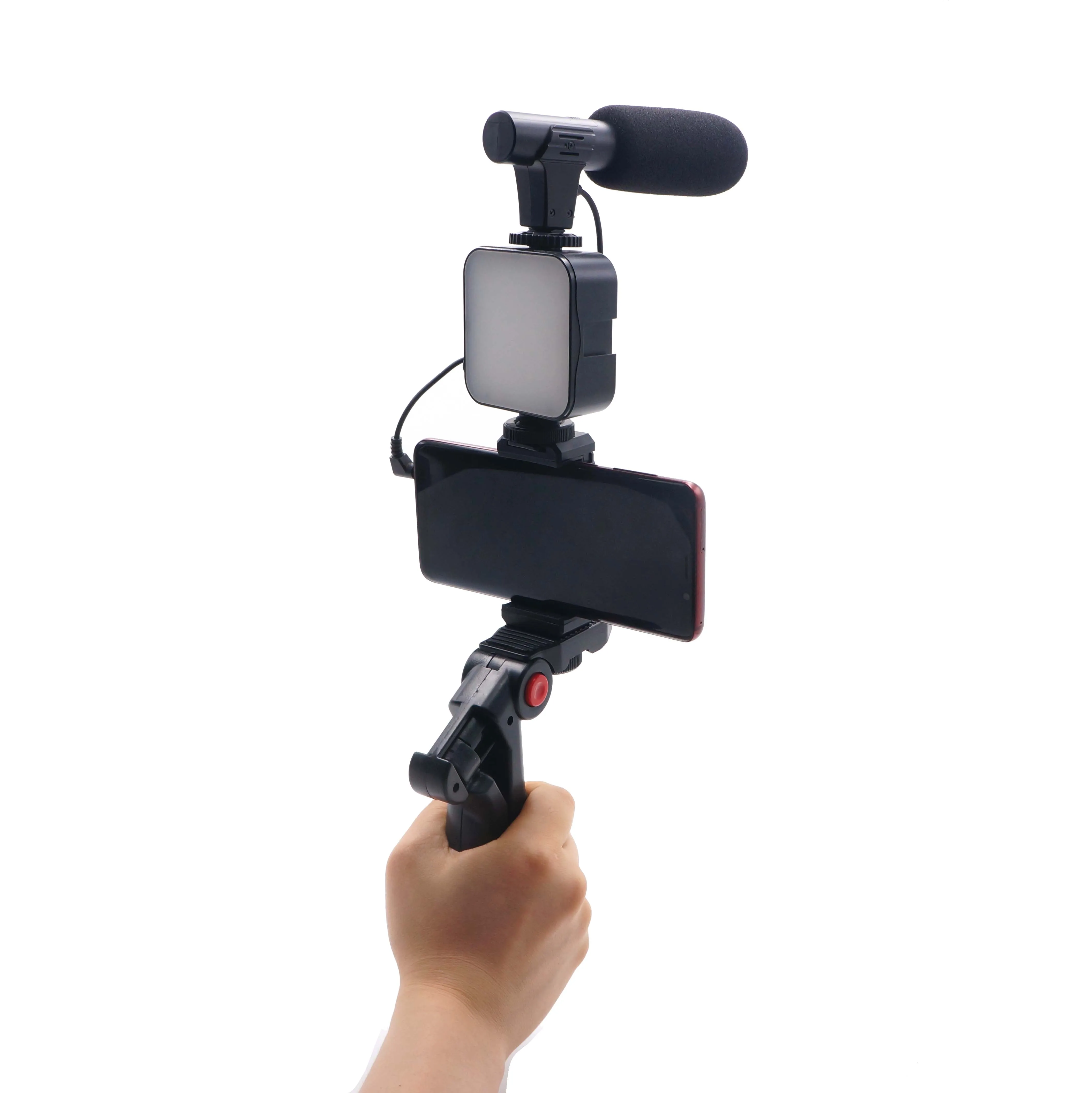 

Amazon Hot Selling Studio Mic Desktop Handheld Microphone with LED Light for Camera Record Vlog Communication Video, Black